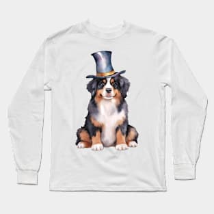 Watercolor Bernese Mountain Dog in Magic Hat Long Sleeve T-Shirt